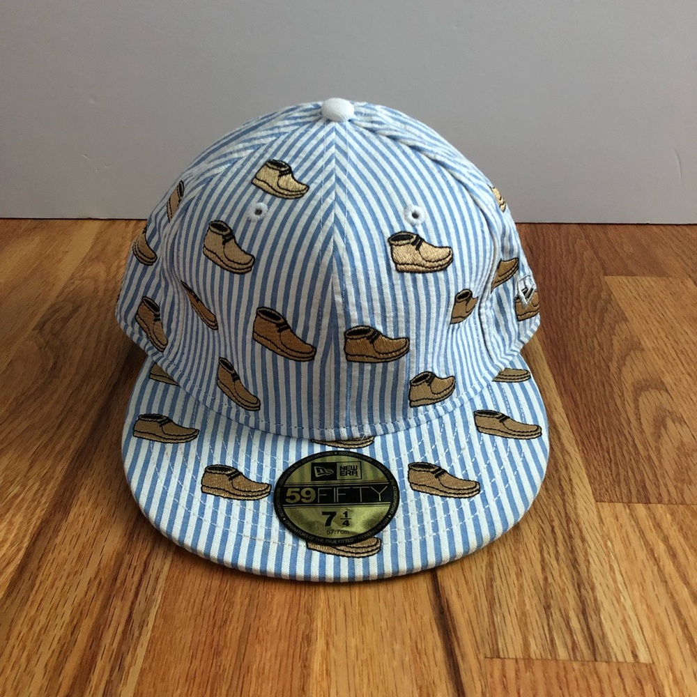 New Era Blue Striped Hat with Shoe Pattern
